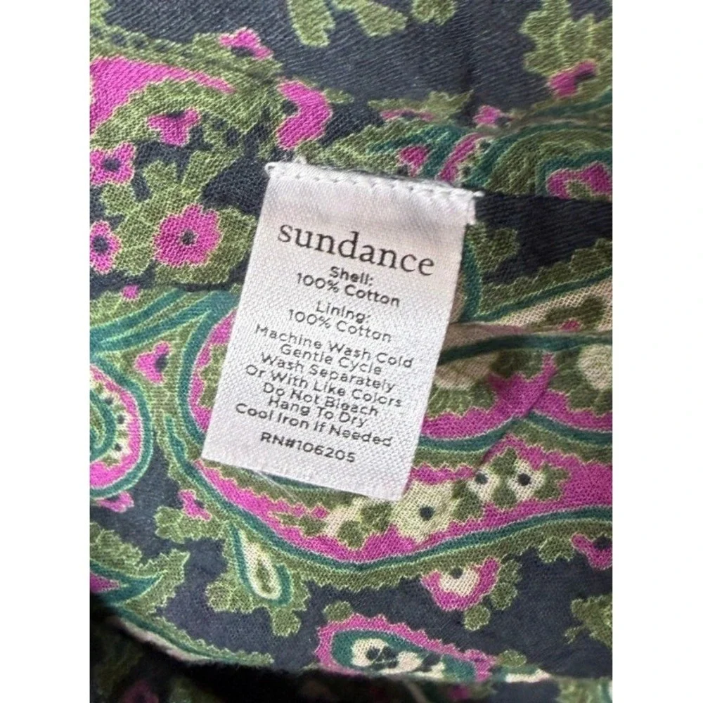 Sundance Skirt Womens XL Green Pink Paisley Caldera Ruffle Midi A Line Prairie
